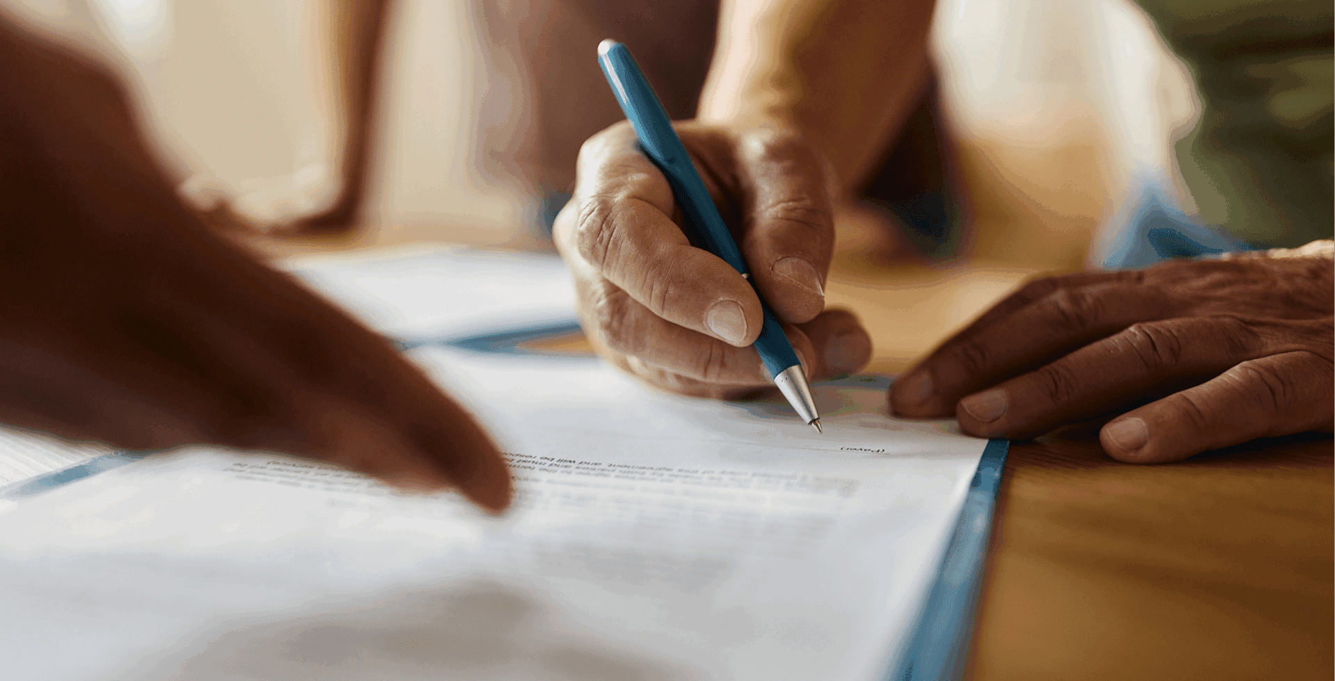 Person filling out a form